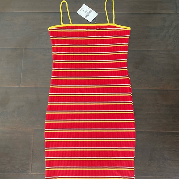 red and white striped bodycon dress